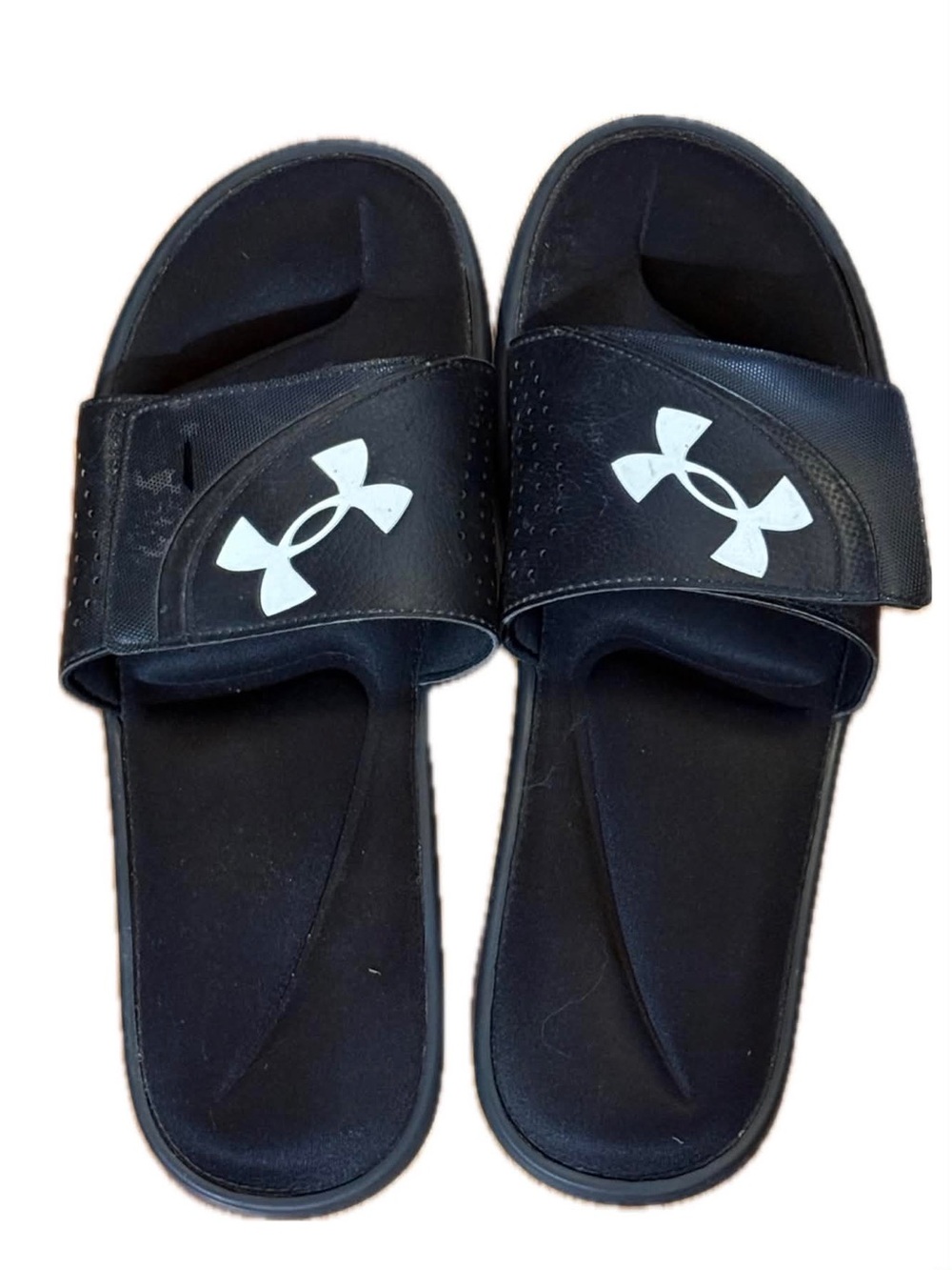 Under Armour Men’s' Black Slide Sandals with White Logo